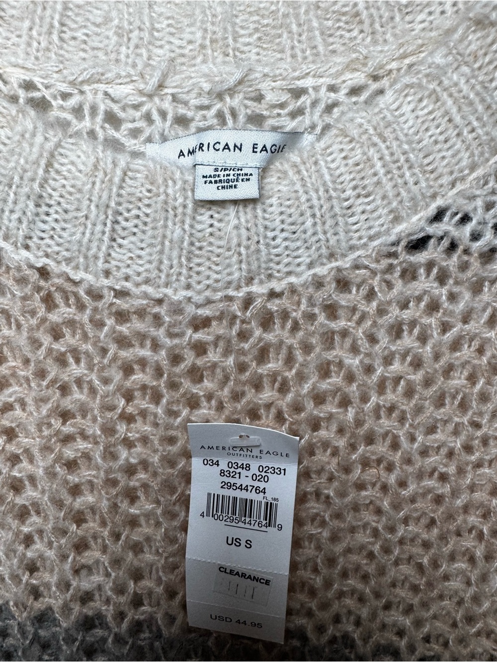 American Eagle Womens Colorblock Striped Crochet Knit Wool Blend Sweater Small - Picture 4 of 5